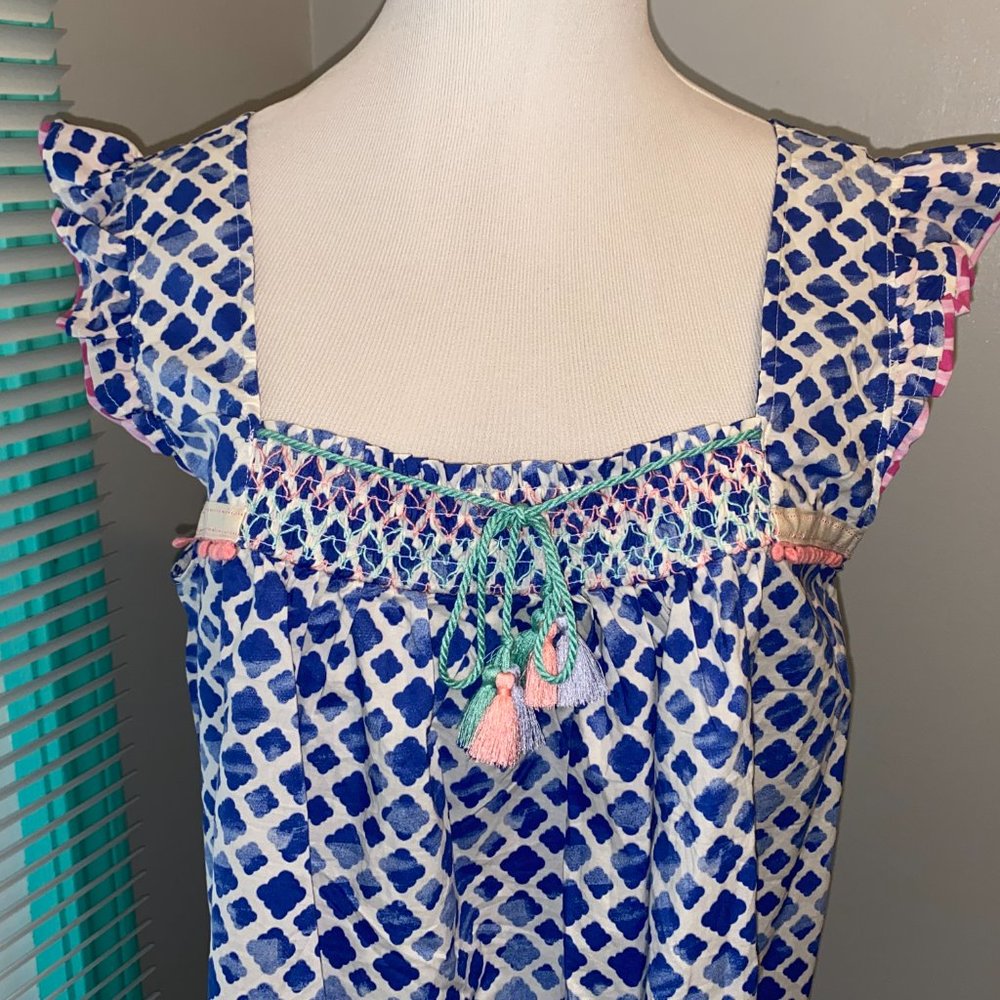 Sold! NWT MATILDA JANE Wandering Waters blue Top Size Large Smocked tassels